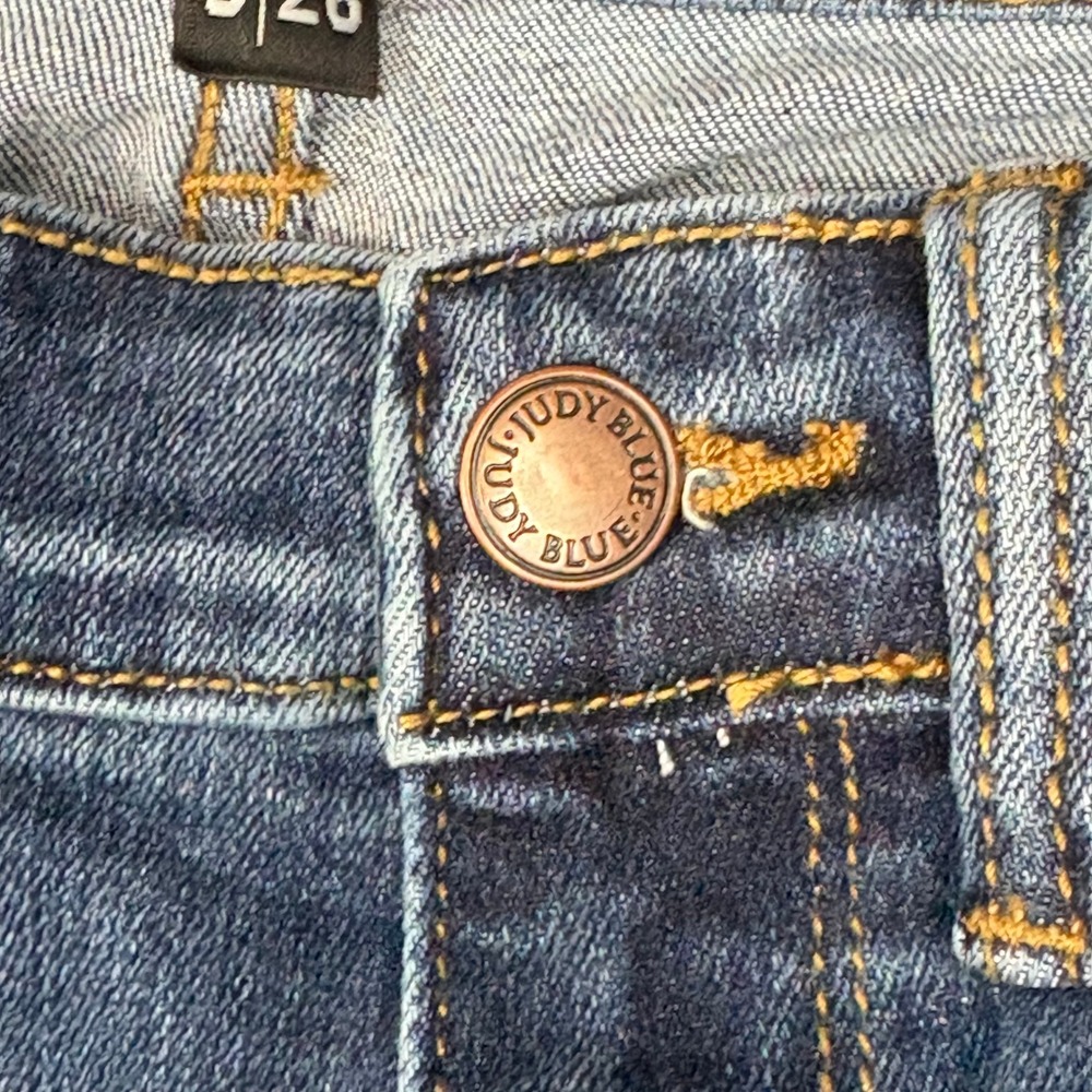 Judy Blue Relaxed Fit Distressed Dark Wash Denim Jeans Size 3/26 Mid Rise Comfy - Picture 5 of 13